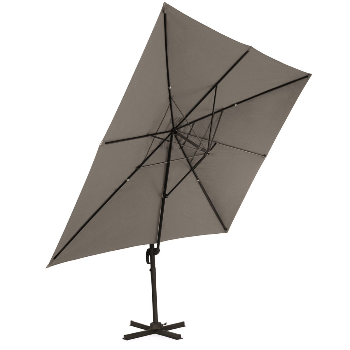 ID MARKET Parasol déporté inclinable rotatif 360 CALVI taupe 3x4 M avec housse