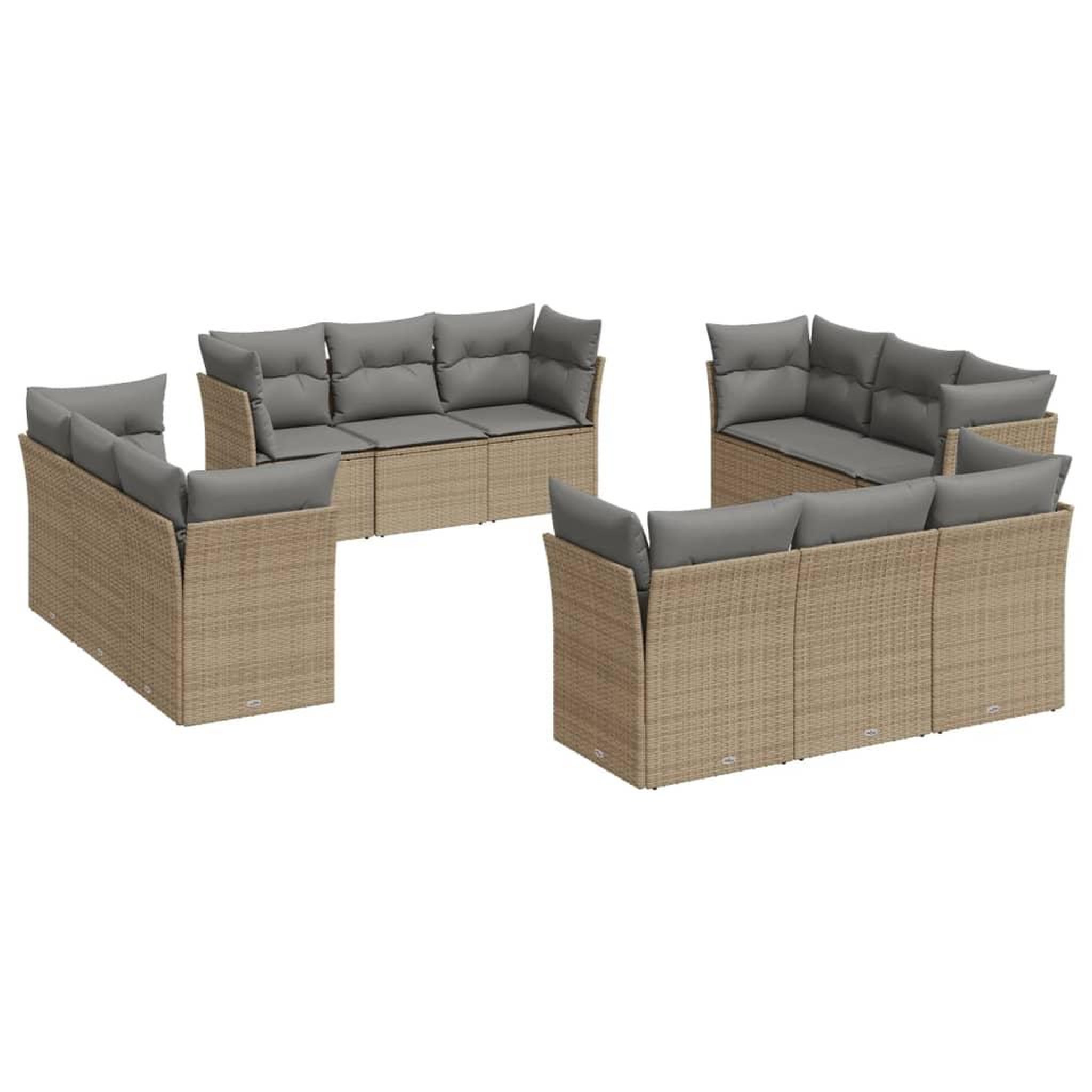 Voir la diapositive 2 : VIDAXL Salon de jardin avec coussins 12 pcs beige resine tressee
