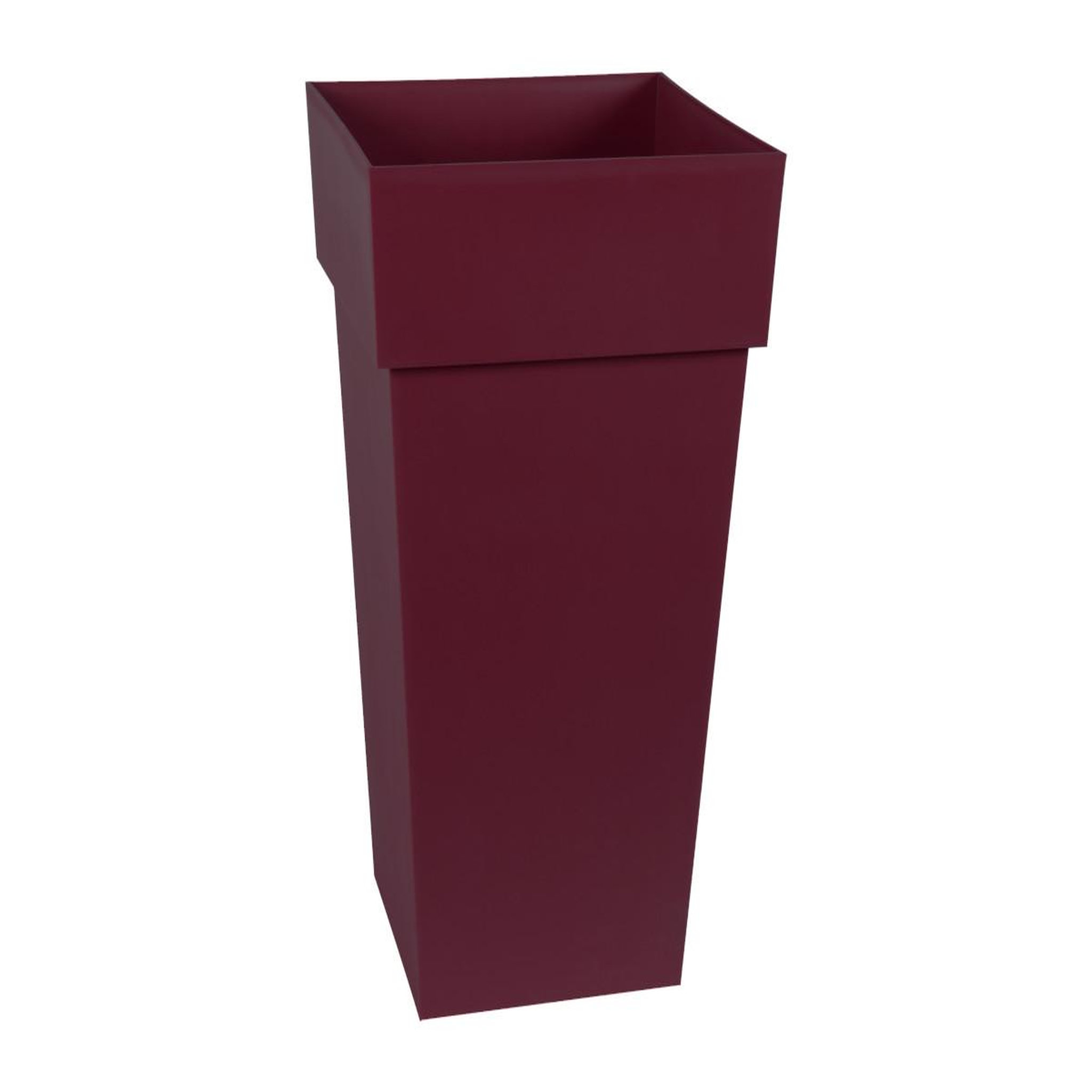 Eda Pot de fleur carré Toscane 39 x H.65 cm - Rouge bourgogne - Eda