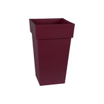 Eda Pot de fleur carré Toscane 39 x H.65 cm - Rouge bourgogne - Eda