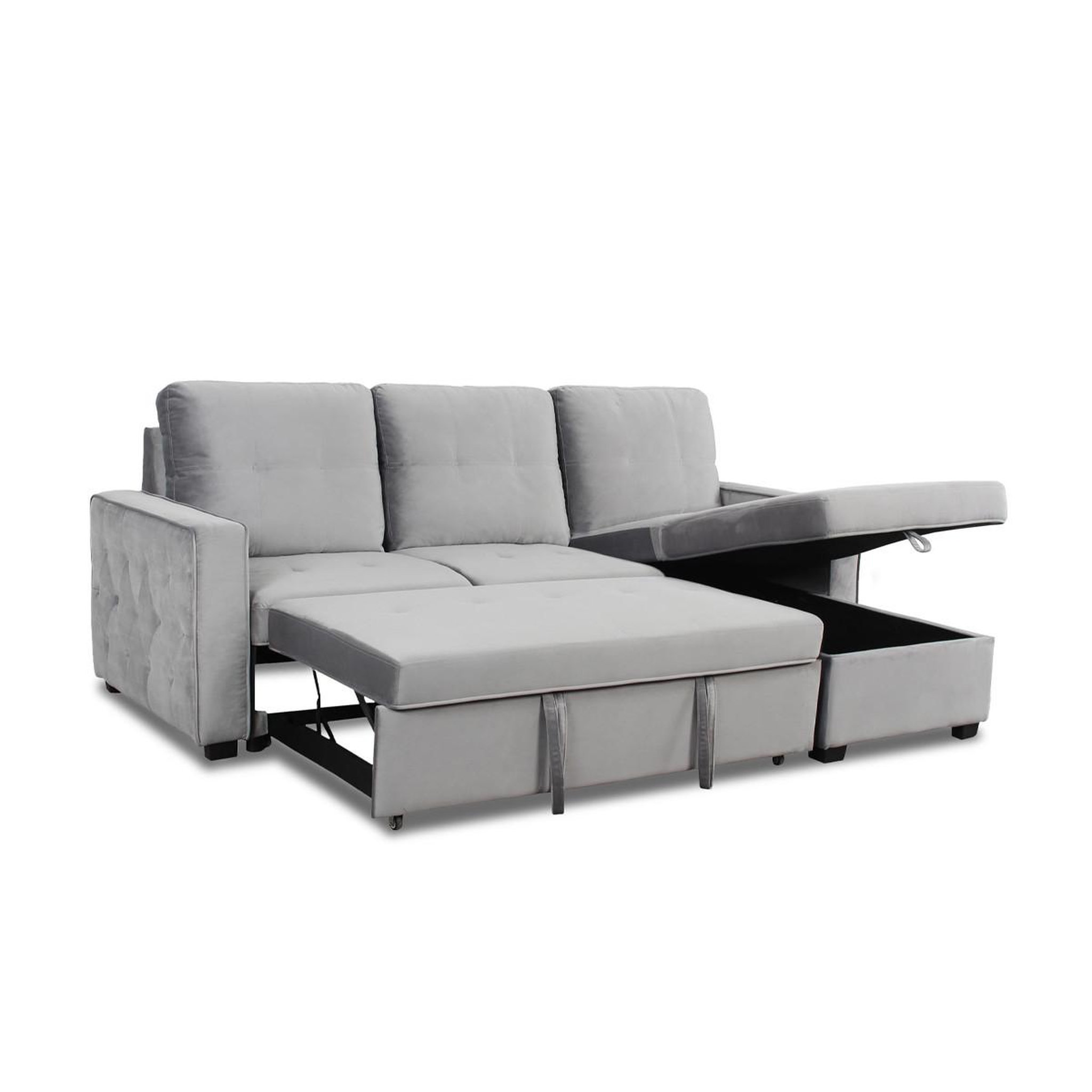 Voir la diapositive 5 : Paris Prix Canapé d'angle convertible  rabano  230cm argent