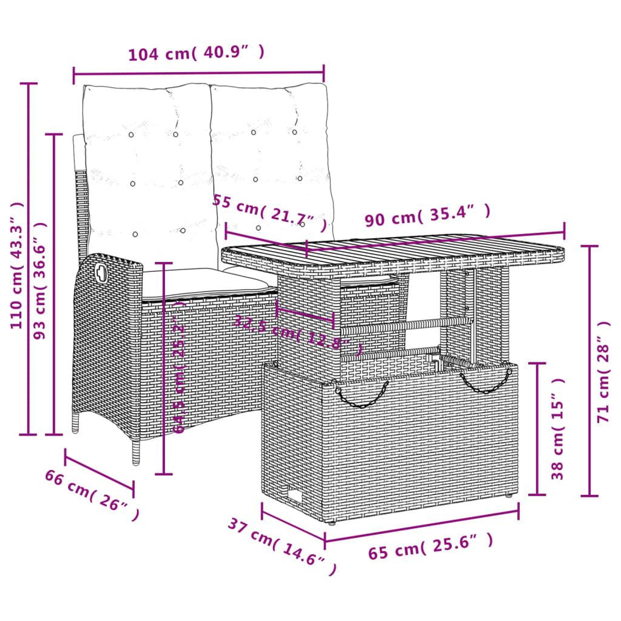 Voir la diapositive 6 : VIDAXL Ensemble a manger de jardin et coussins 2 pcs gris rotin