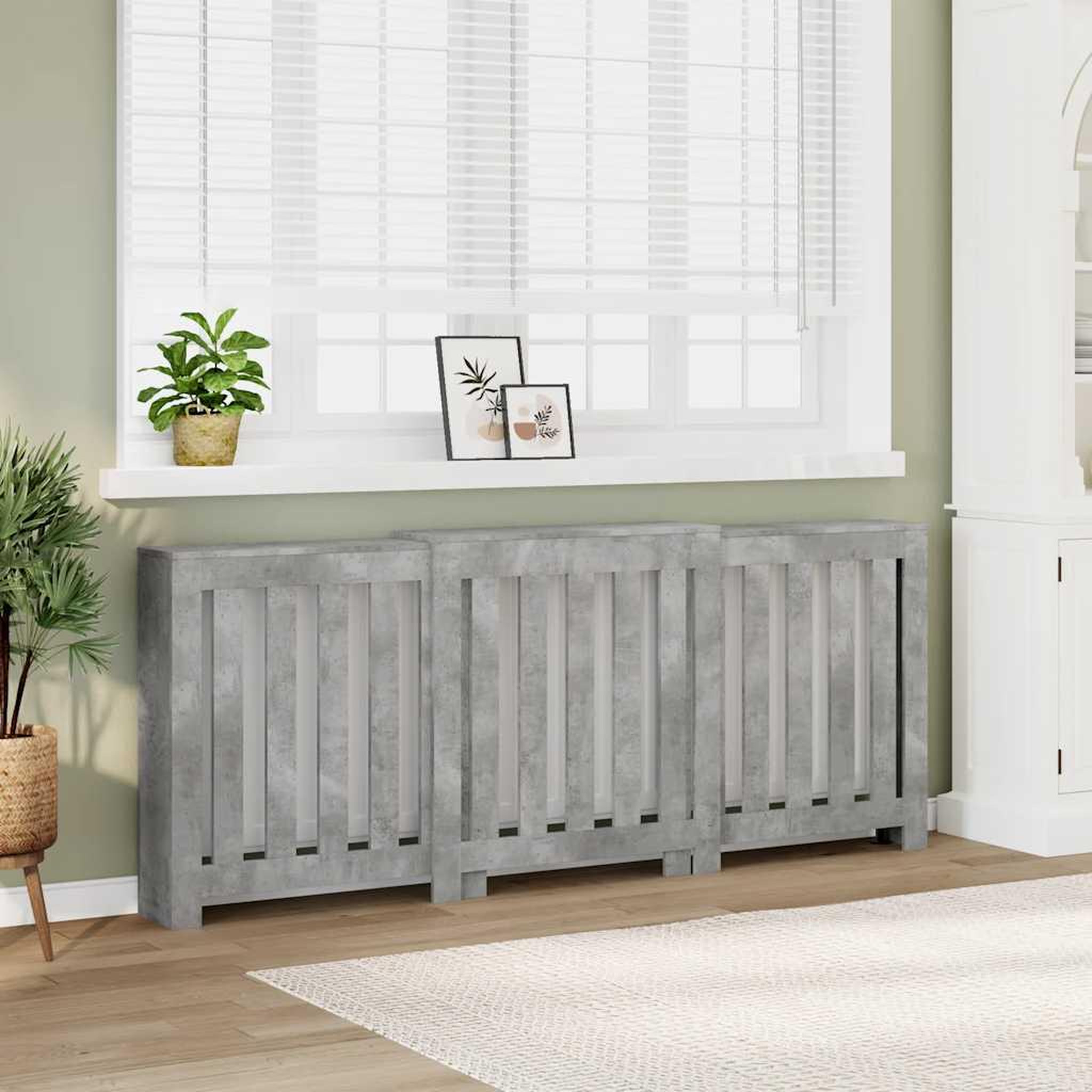 VIDAXL Cache-radiateur gris beton 205x21,5x83,5 cm bois d'ingenierie