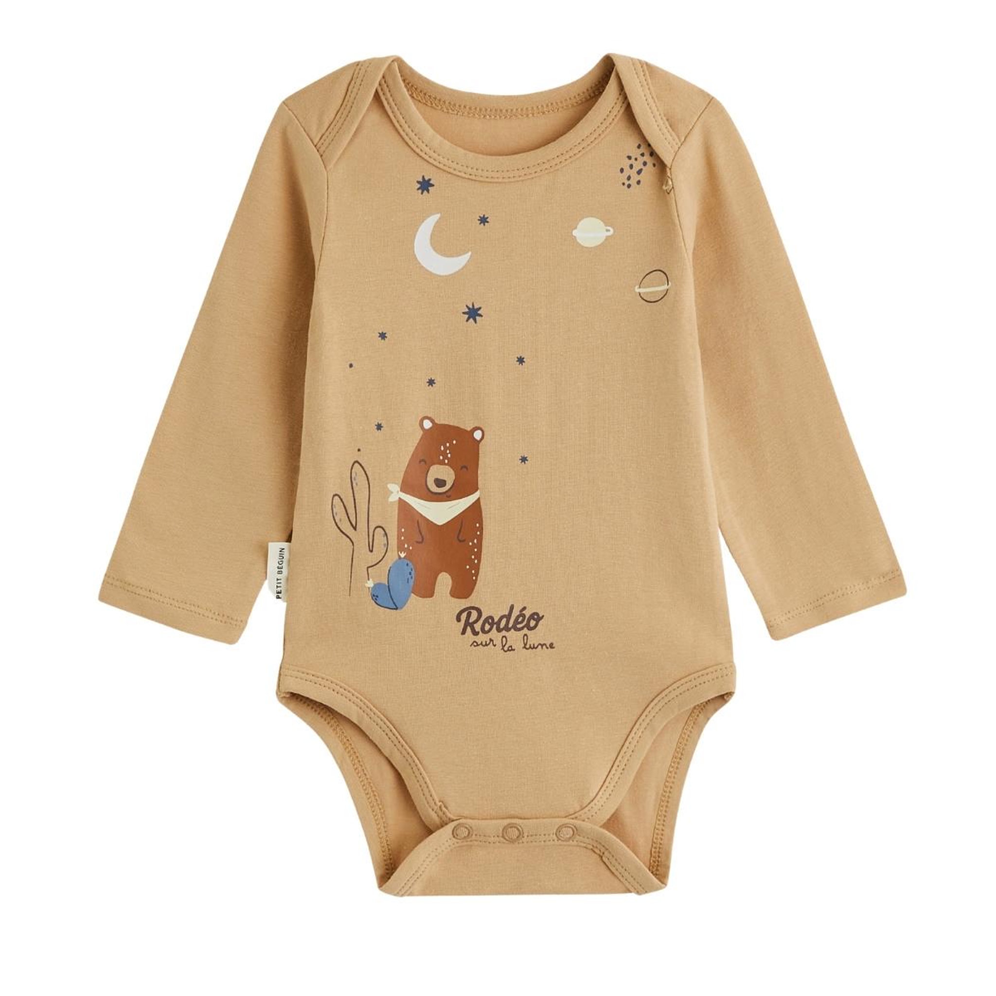 Voir la diapositive 4 : PETIT BEGUIN Lot de 2 bodies bébé manches longues moka