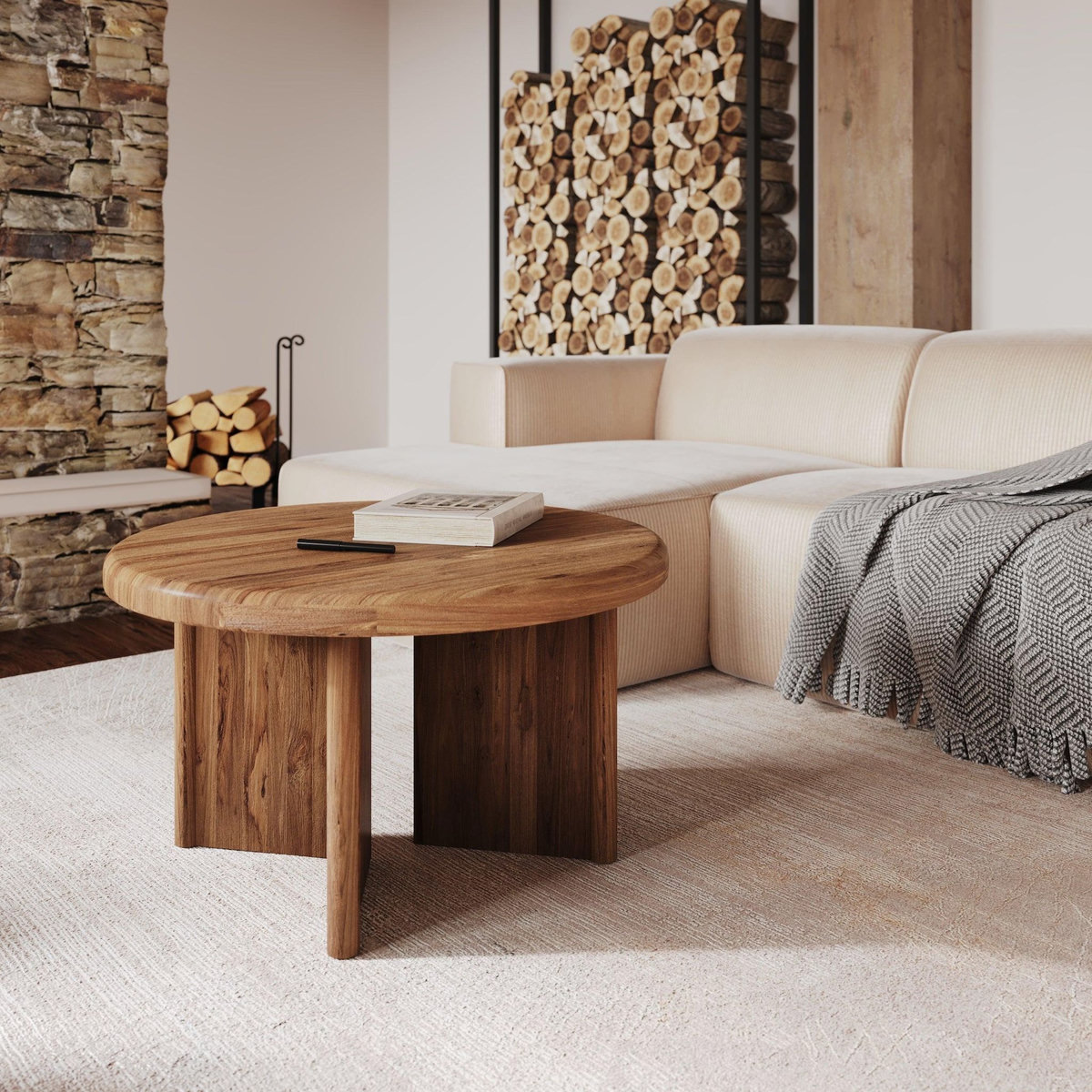 Rendez vous déco Table basse ronde en bois de teck recyclé D80 cm-Bana