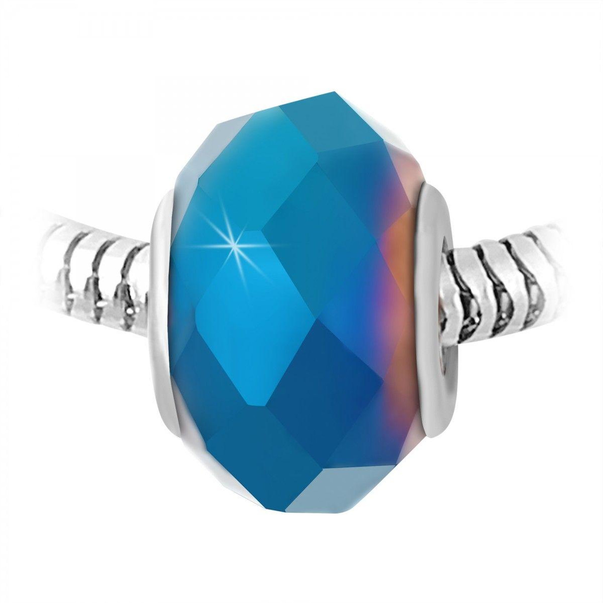 Voir la diapositive 2 : SC CRYSTAL Charm perle cristal bleu à facettes et acier par SC Crystal