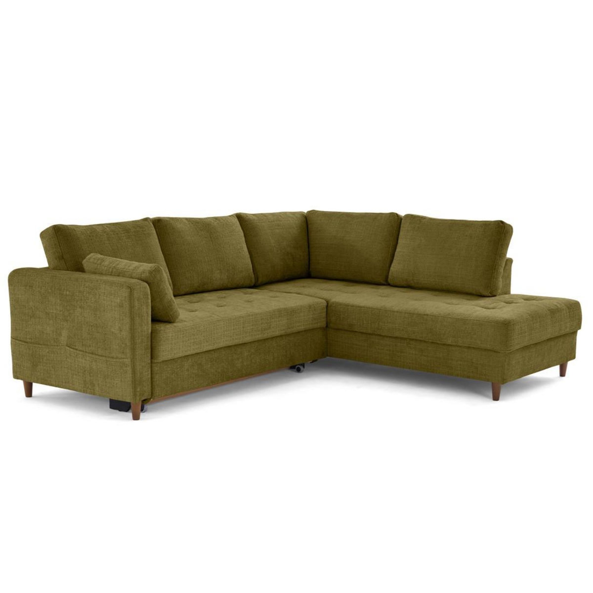 LISA DESIGN Anna - canapé d'angle droit 5 places convertible en velours texturé