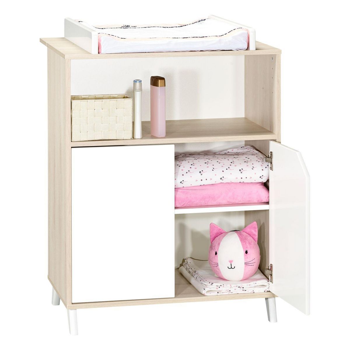 BABY PRICE Commode 2 Portes et 1 Niche - SCANDI NATUREL