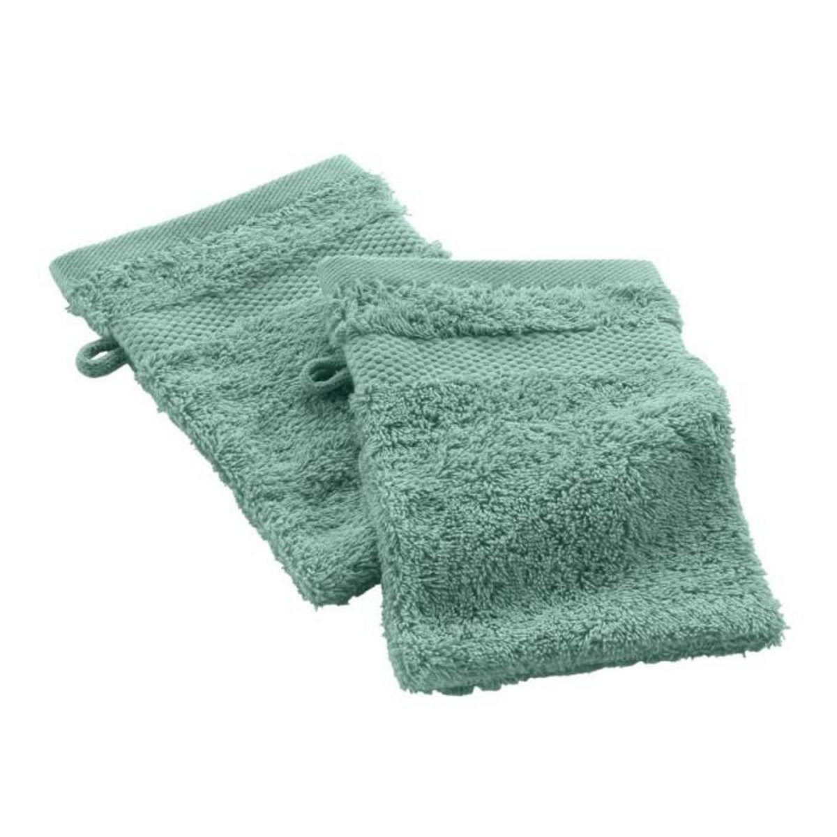 Paris Prix Lot de 2 Gants de Toilette  Elegance  15x21cm Céladon