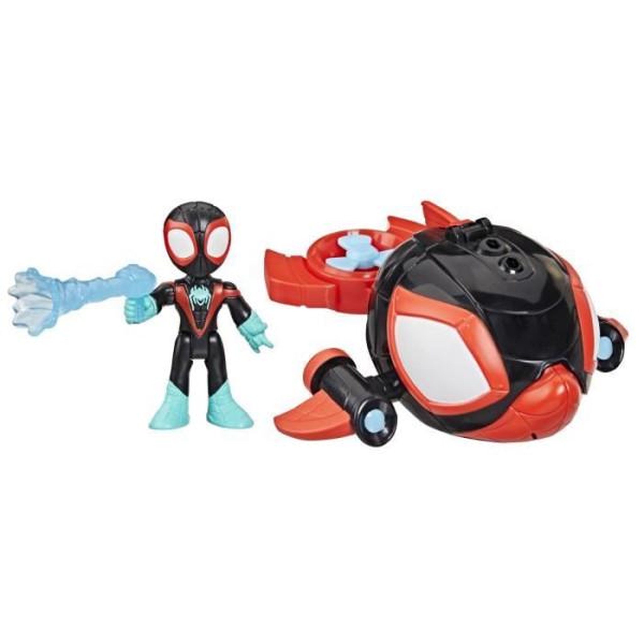 HASBRO Figurine et véhicule Miles Morales Water-Webs Dauphin filant, Marvel Spidey et ses Amis Extraordinaires, Des 4 ans
