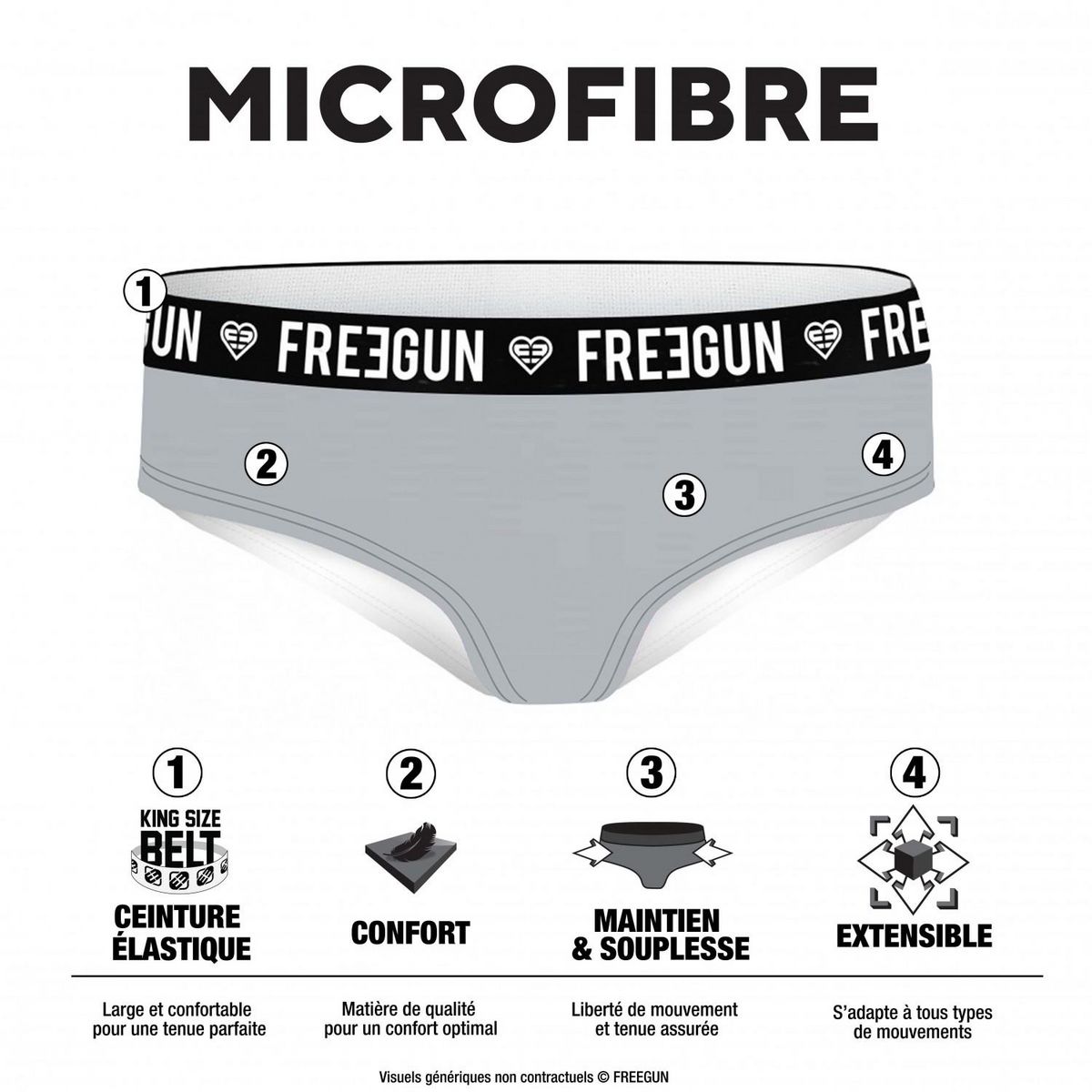 FREEGUN Pack Surprise de 5 Boxers microfibre fille