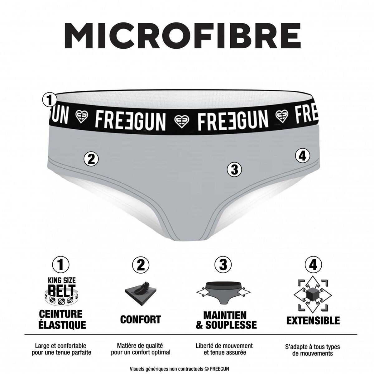 FREEGUN Pack Surprise de 5 Boxers microfibre fille