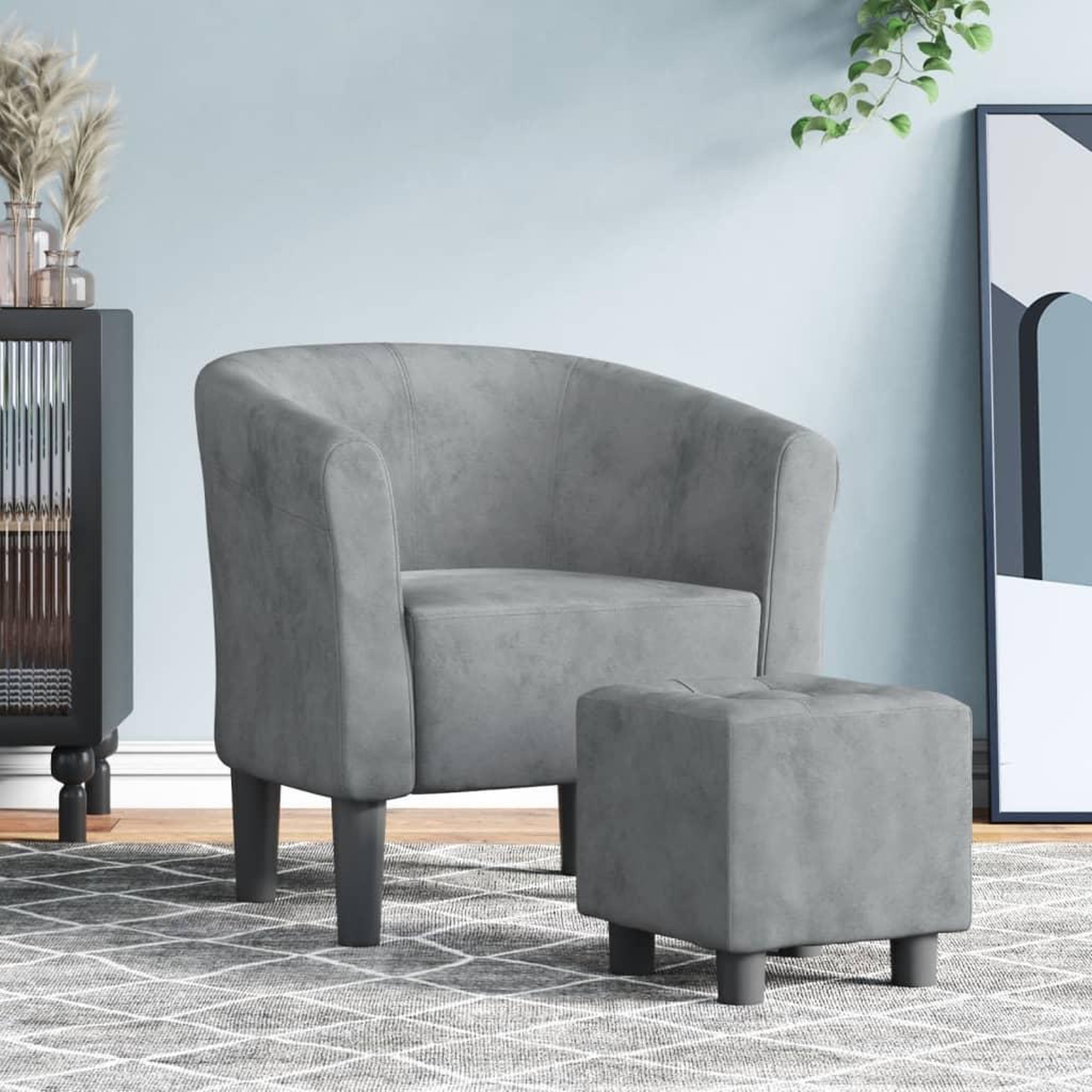 VIDAXL Chaise cabriolet avec repose-pied gris fonce velours