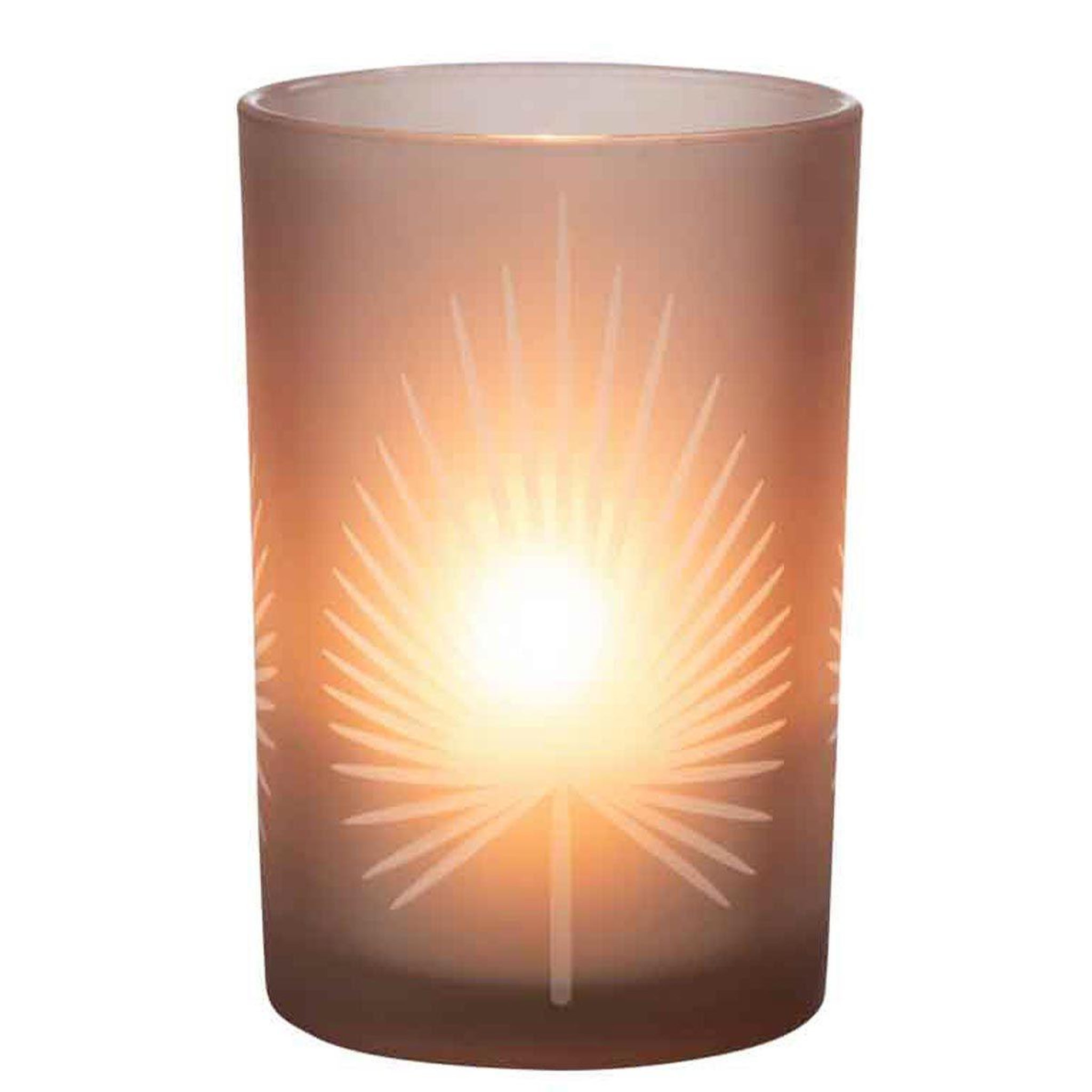 Voir la diapositive 2 : J-LINE Photophore déco  feuilles de palmier  18cm marron