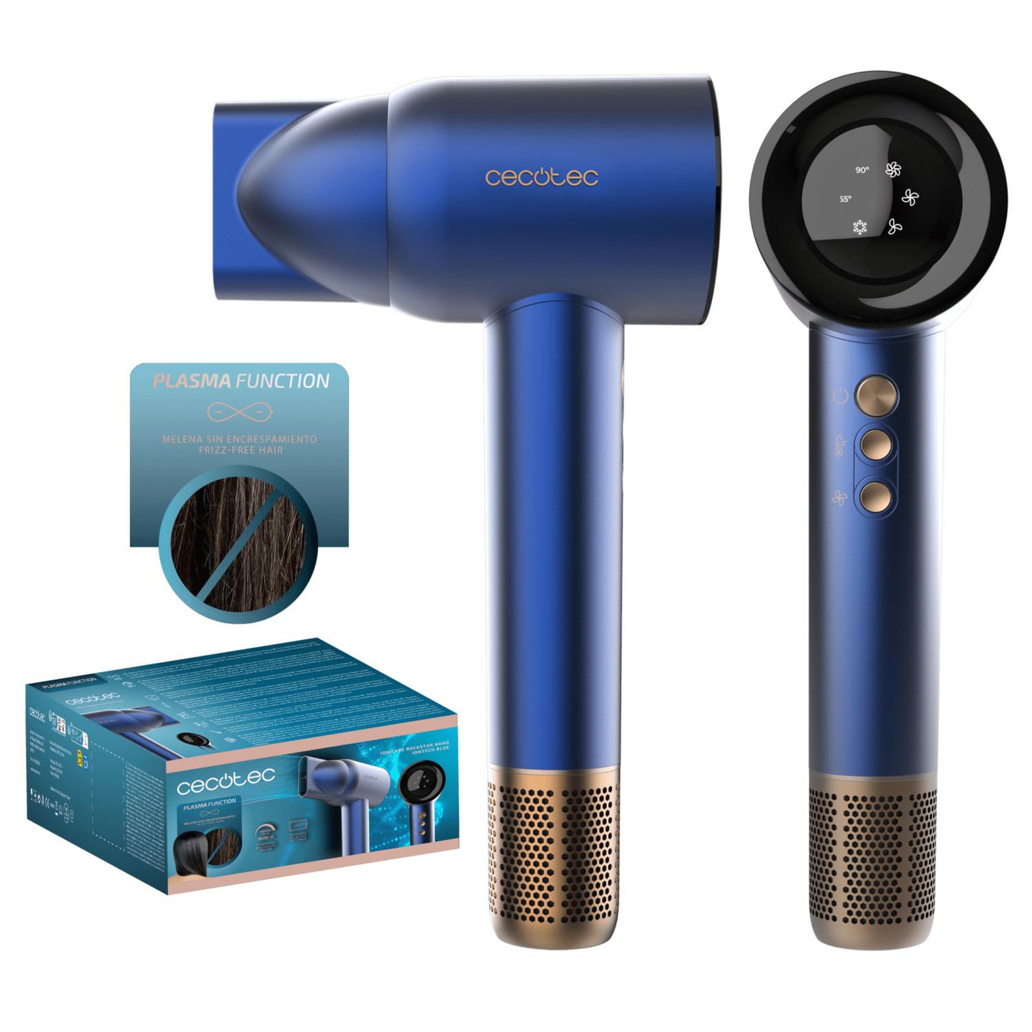 Voir la diapositive 2 : CECOTEC Cecotec IoniCare RockStar Nano IonTech Blue sèche-cheveux 1600 W Bleu