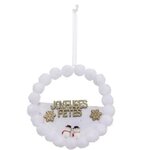 ATMOSPHERA Sujet de Noël  Couronne Pompons  14cm Blanc