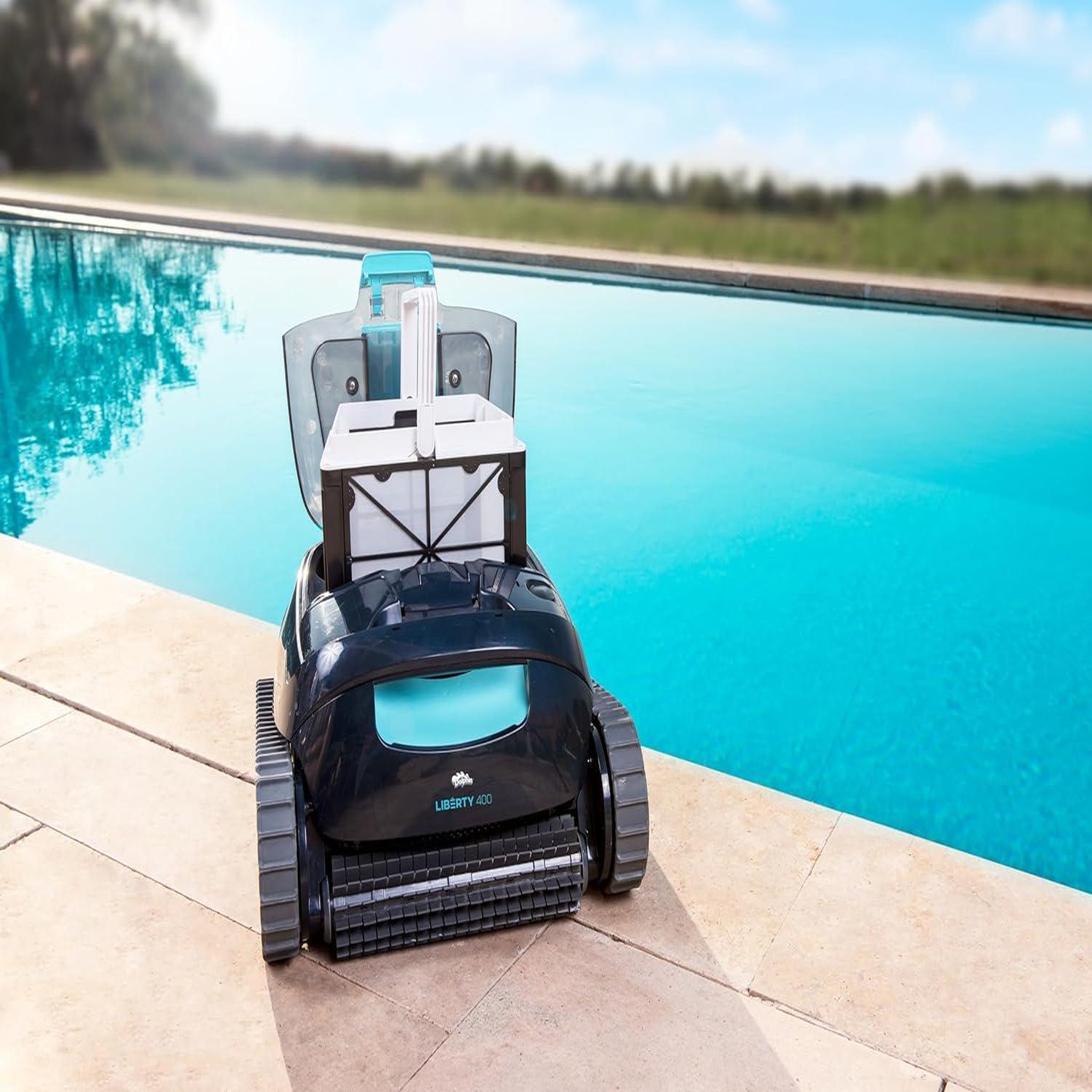 Voir la diapositive 3 : Dolphin Robot electrique de piscine sans fil connecté - fond, parois et ligne d'eau - liberty 400