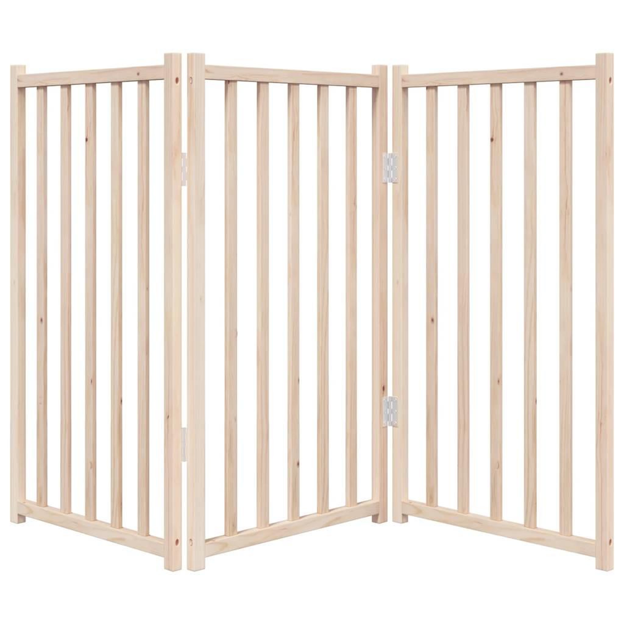 Voir la diapositive 4 : VIDAXL Barriere pour chien pliable 3 panneaux 150 cm bois sapin massif