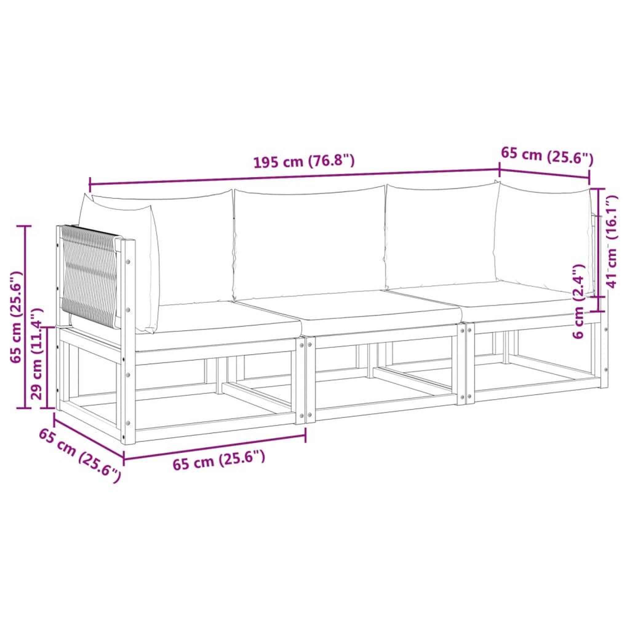 Voir la diapositive 6 : VIDAXL Salon de jardin avec coussins 3 pcs bois massif d'acacia