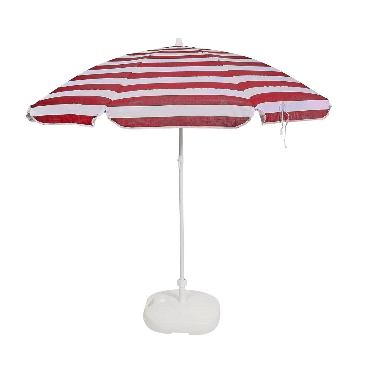 Parasol de plage rayé rouge + sac de transport BORA RED