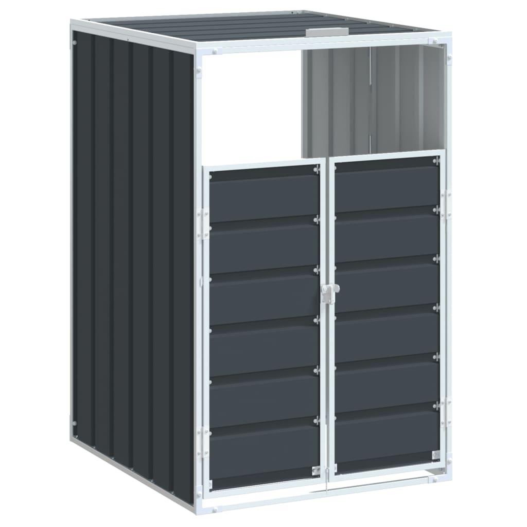 Voir la diapositive 2 : VIDAXL Rangement a roulettes pour poubelles pour bac unique acier