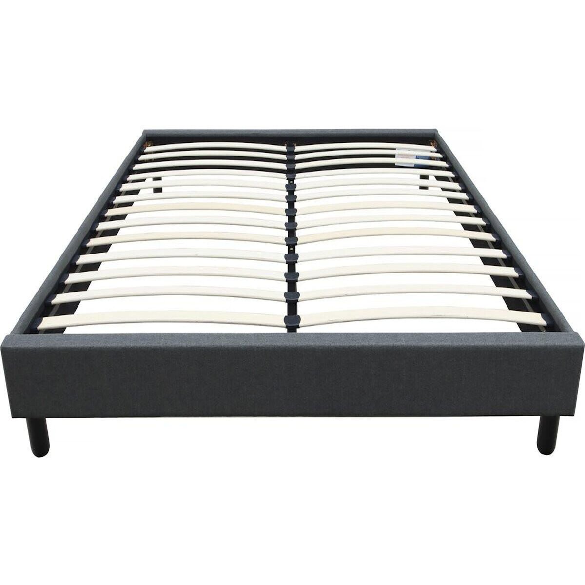 Habitat et Jardin Sommier  Andy  en tissu - 140 x 190cm - Gris anthracite