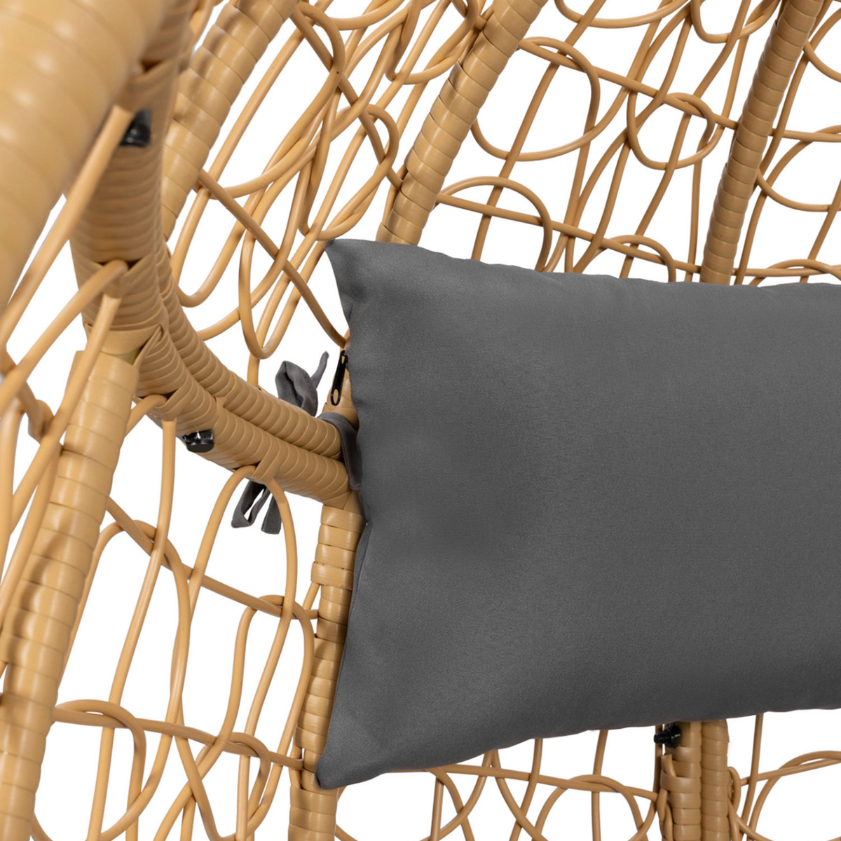 ID MARKET Fauteuil oeuf suspendu ajouré effet rotin avec coussin gris