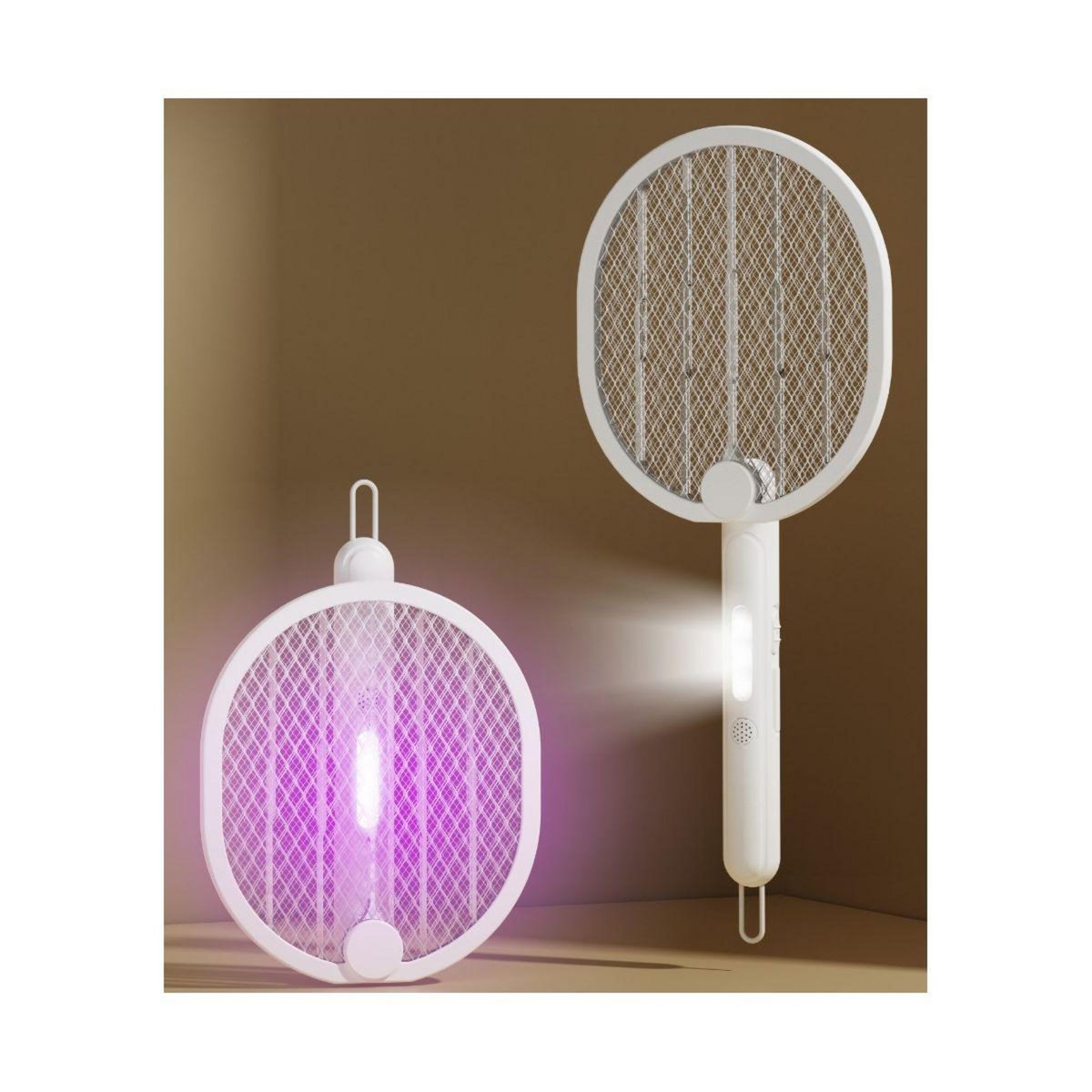 ZEROMOUSTIQUE Raquette à insectes Raquette anti moustique 3 en 1