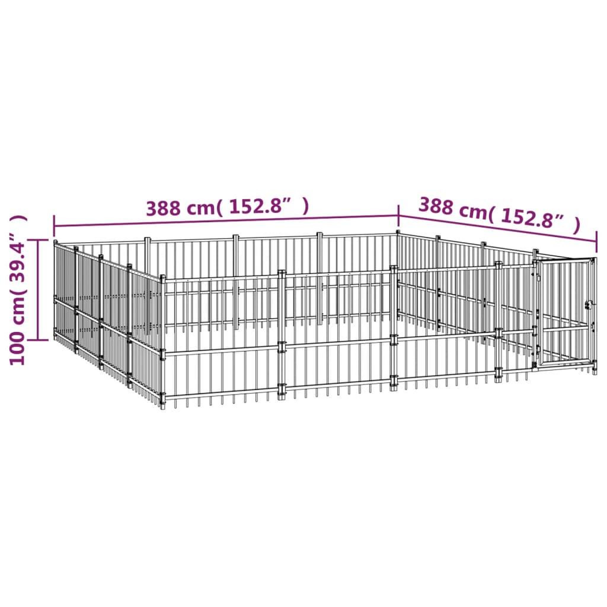 Voir la diapositive 6 : VIDAXL Chenil d'exterieur pour chiens Acier 15,05 m²