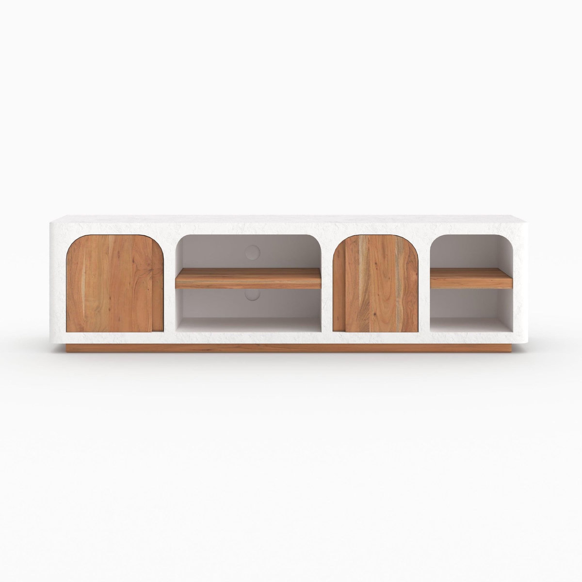 Rendez vous déco Meuble TV en plâtre blanc cassé 180 cm-Fira