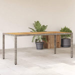 VIDAXL Table de jardin et dessus en bois d'acacia gris resine tressee