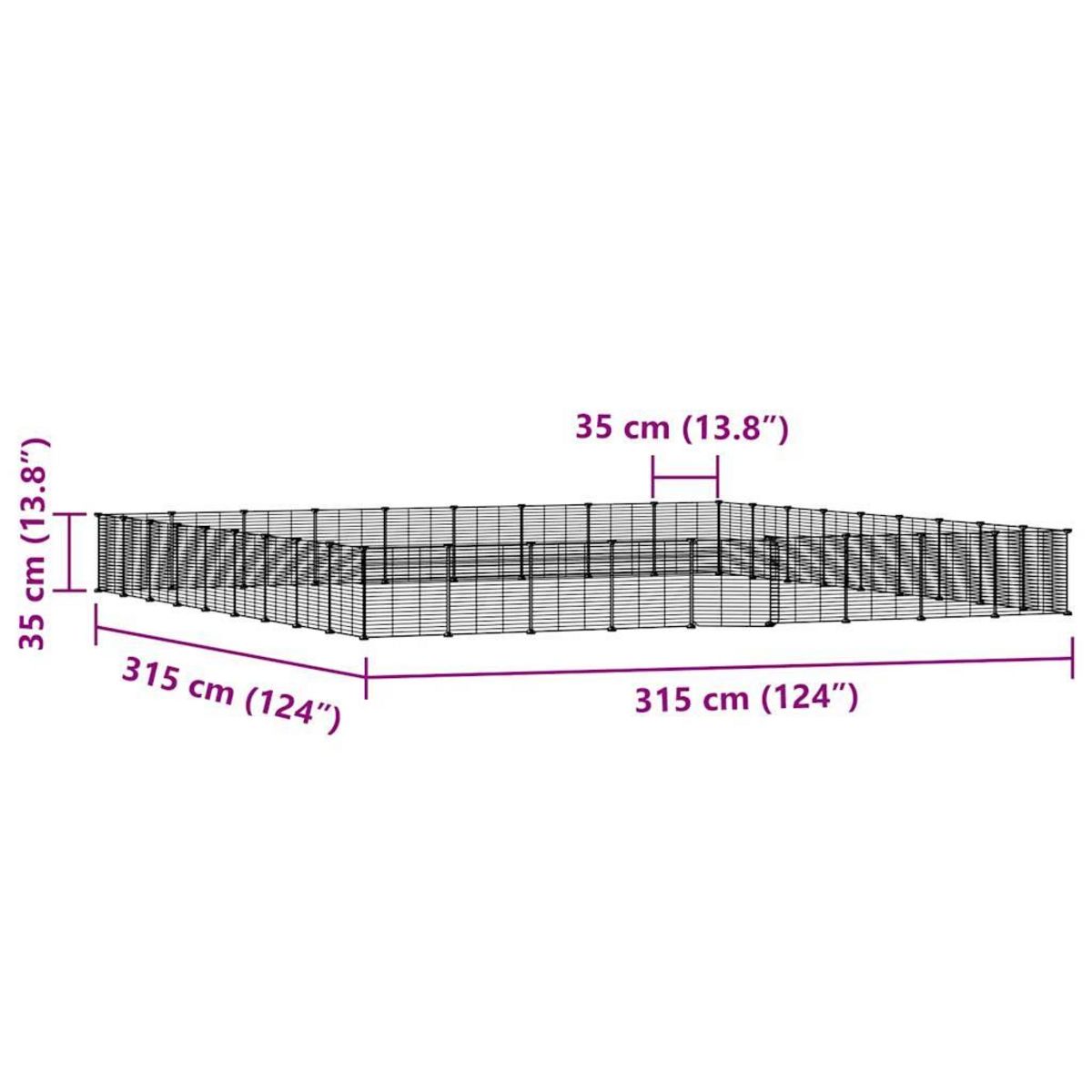VIDAXL Cage animaux de compagnie a 36 panneaux et porte Noir 35x35 cm