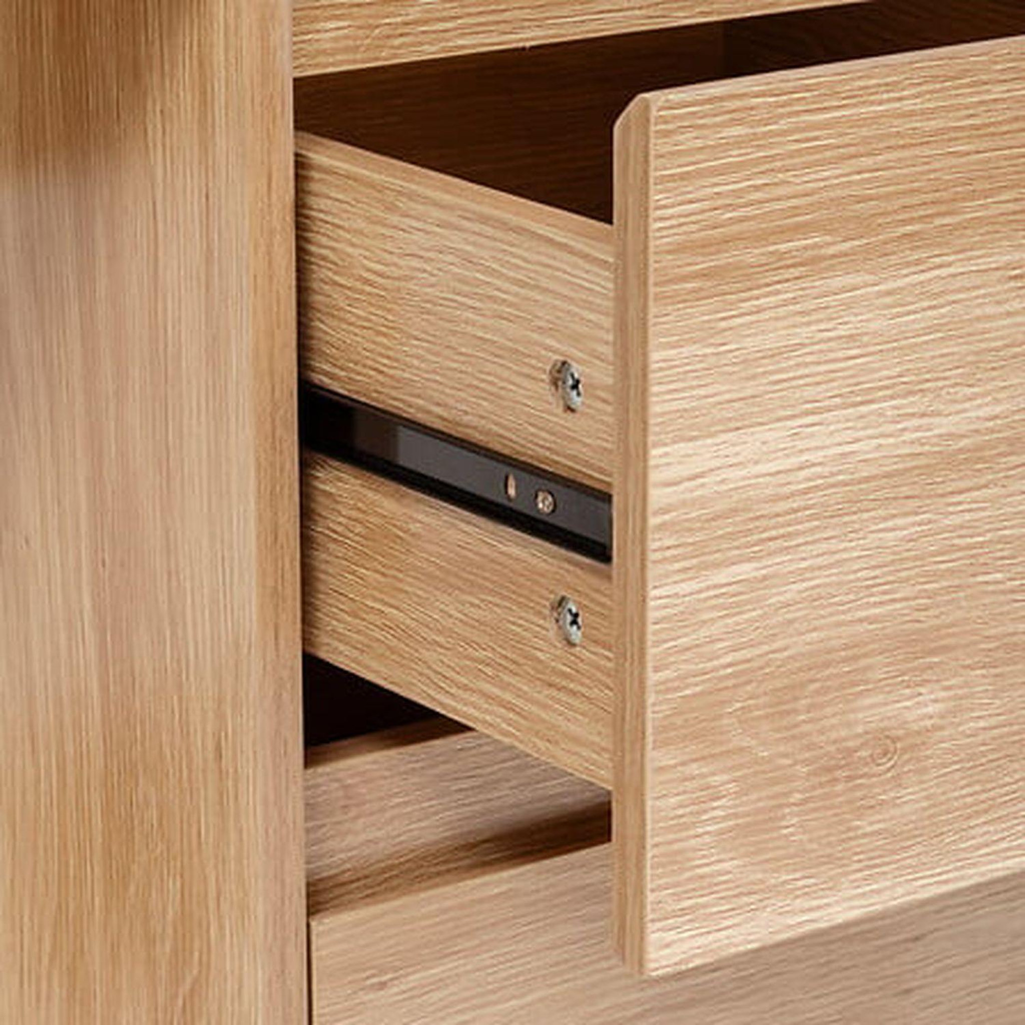 Voir la diapositive 4 : FIVE Bureau 2 tiroirs effet bois abana - beige