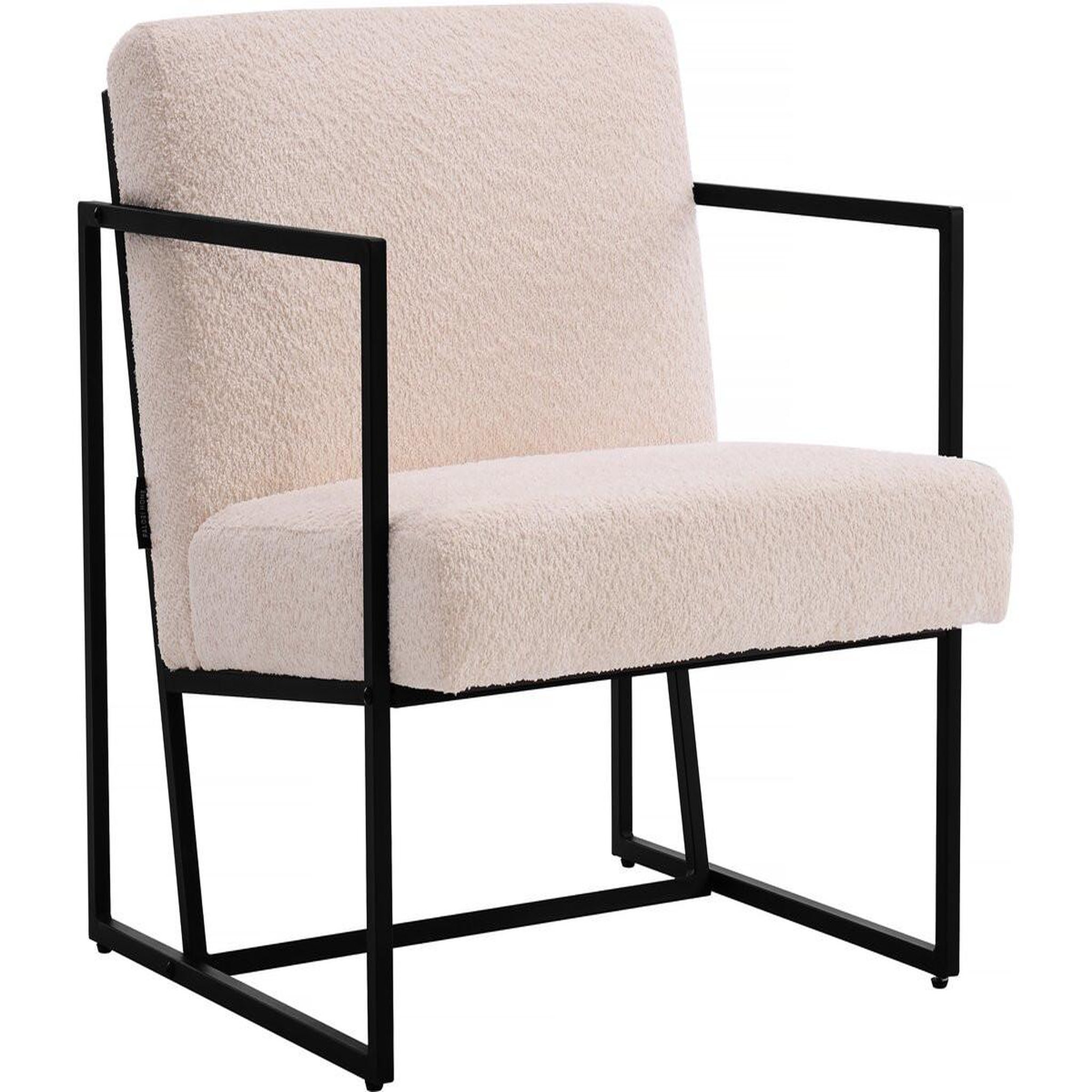 Habitat et Jardin Fauteuil  kennedy  en velours et métal - 73. 5 x 75.5 x 81 cm - crème