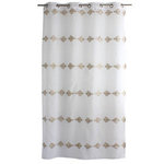 TOILINUX Voilage brodé horizontal EBENE - 140 x 240 cm - Blanc et beige