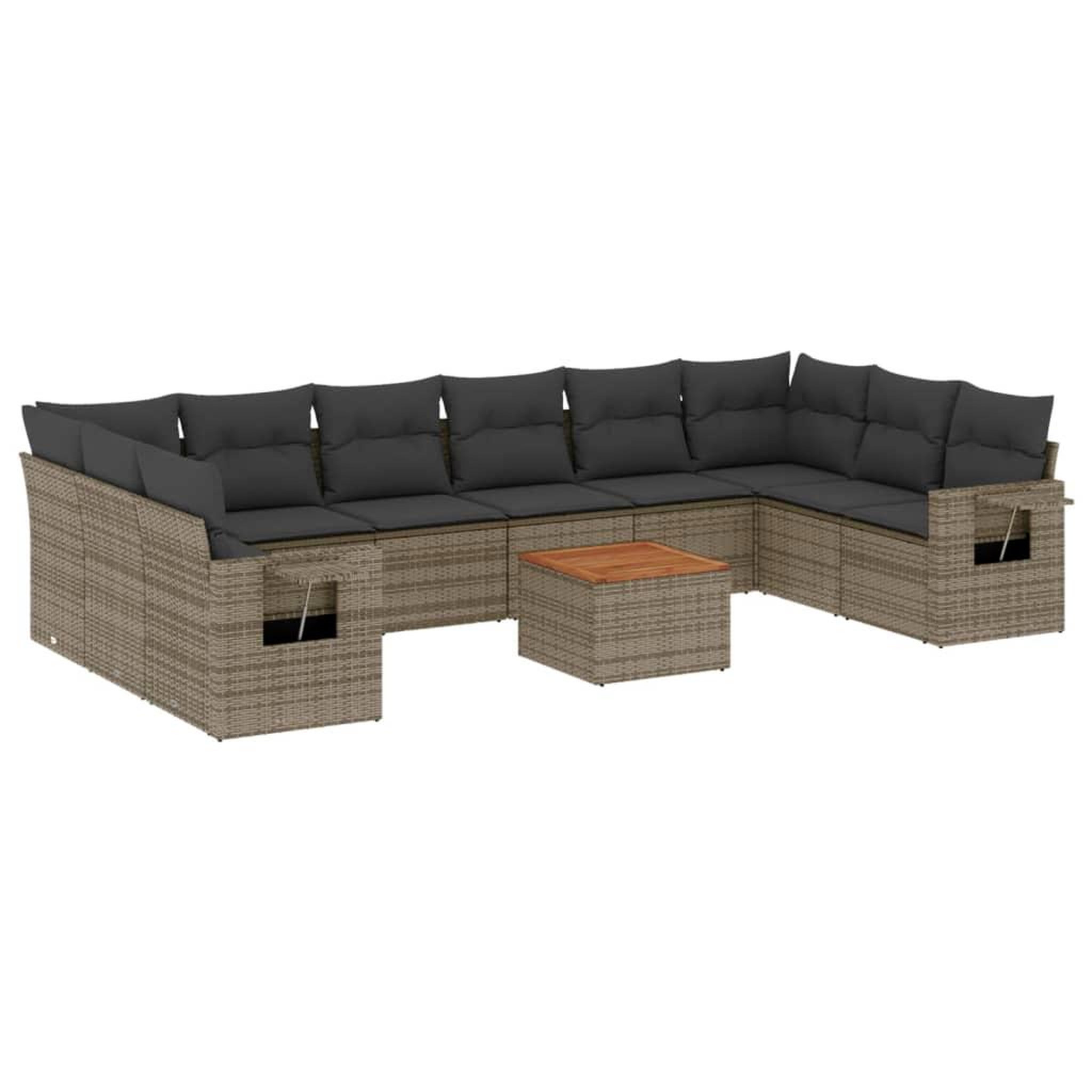 Voir la diapositive 2 : VIDAXL Salon de jardin 11 pcs avec coussins gris resine tressee