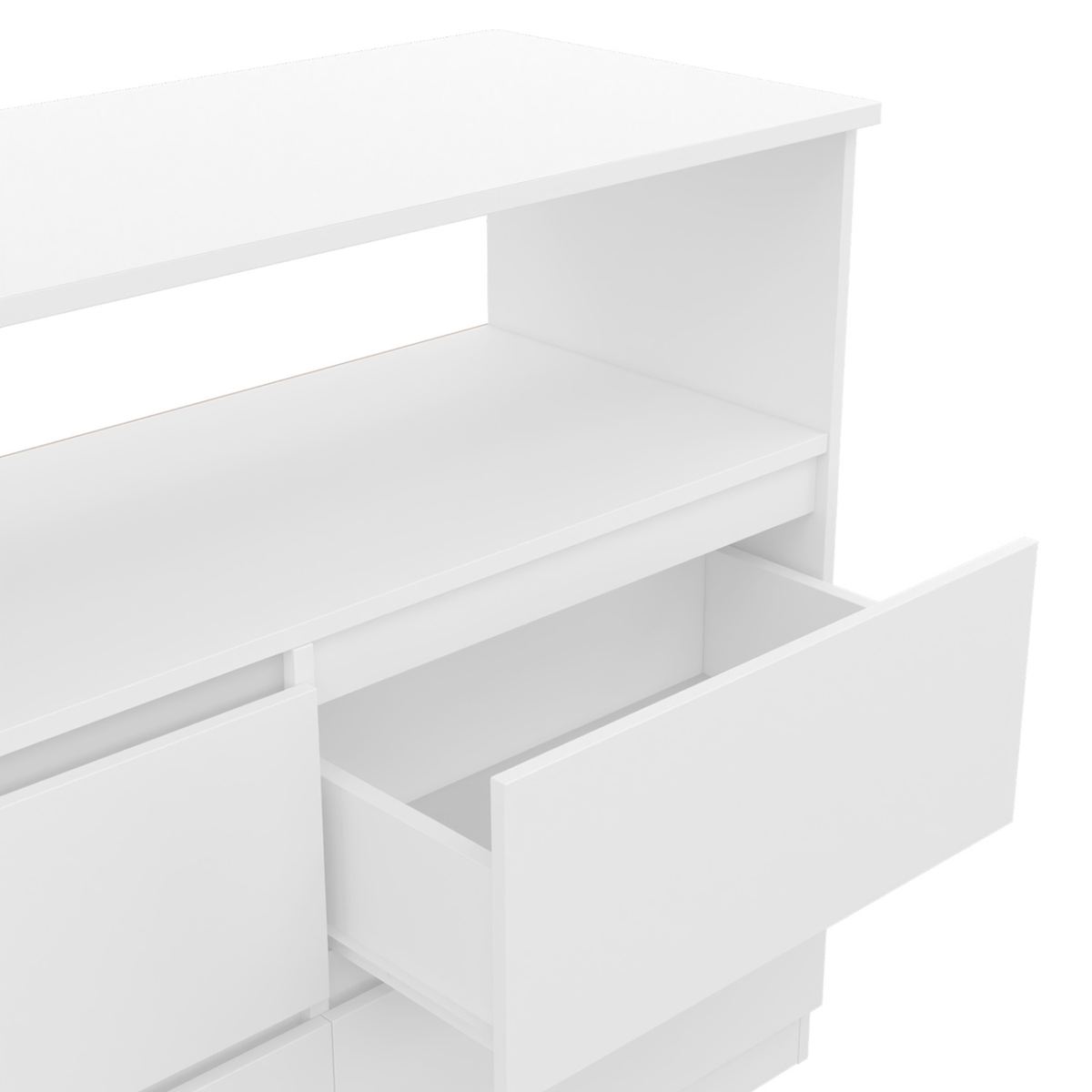 ID MARKET Commode 4 tiroirs TOMI 100 cm avec niche bois blanc