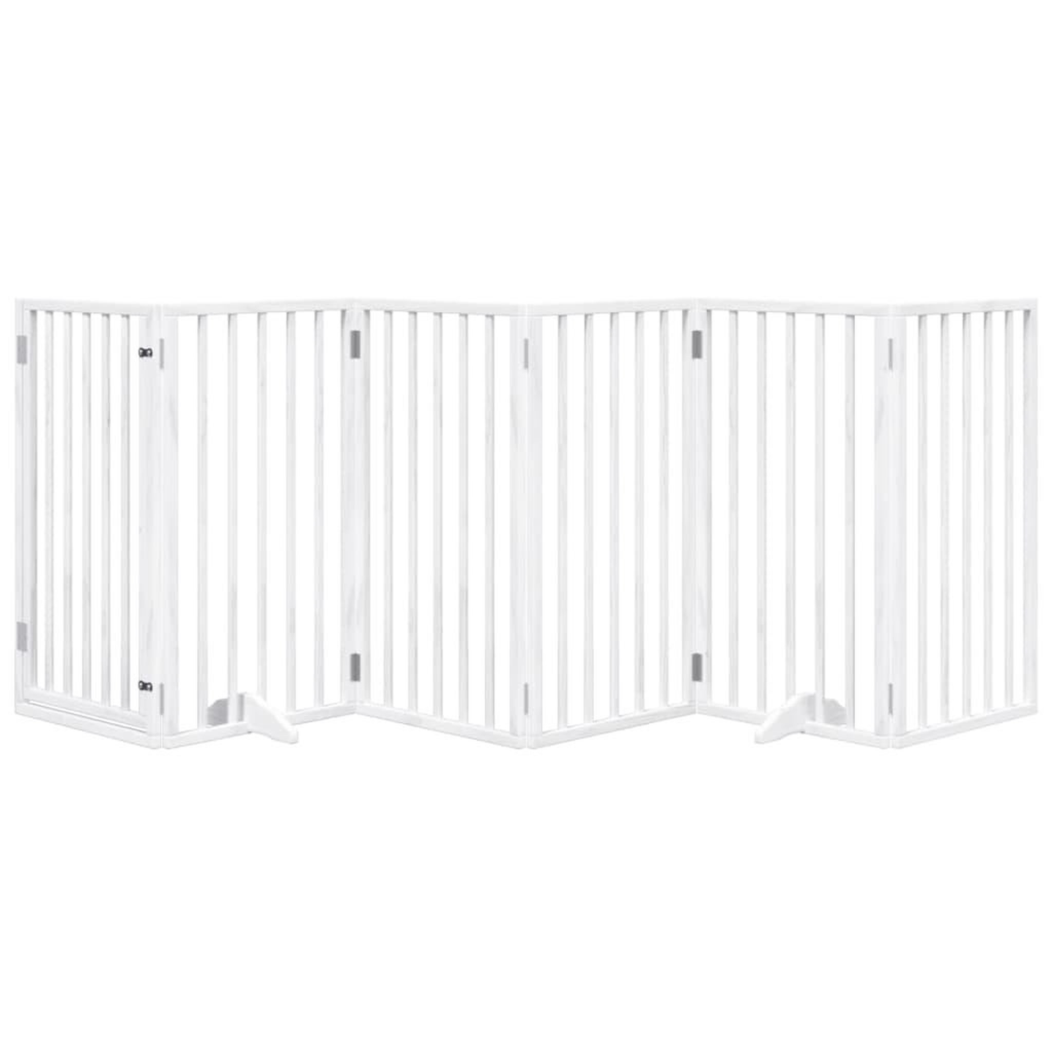 Voir la diapositive 3 : VIDAXL Barriere pour chiens et porte 6 panneaux blanc bois de peuplier