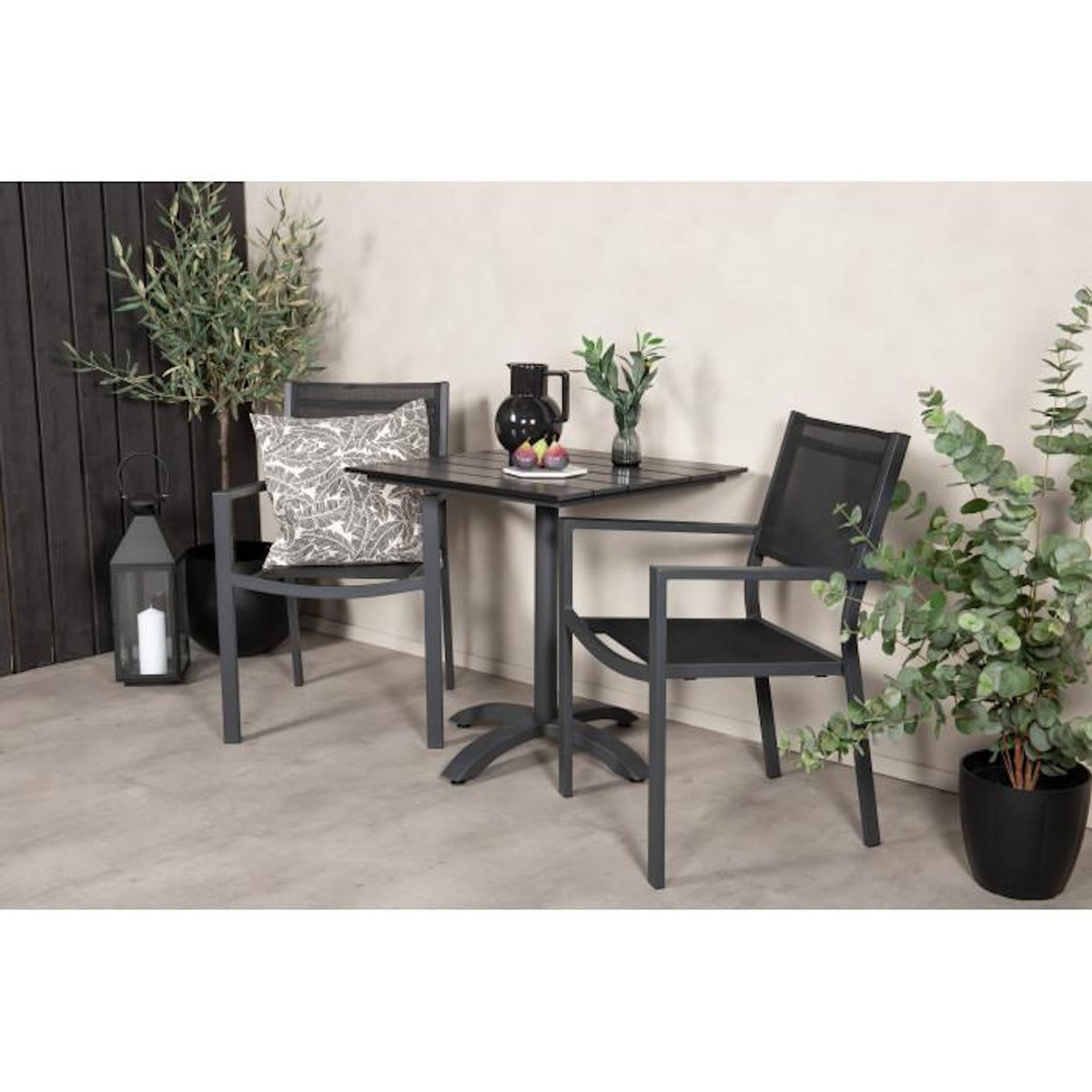 Paris Prix Ensemble Table de Jardin & 2 Chaises  Colorado & Copacabana  74cm Noir