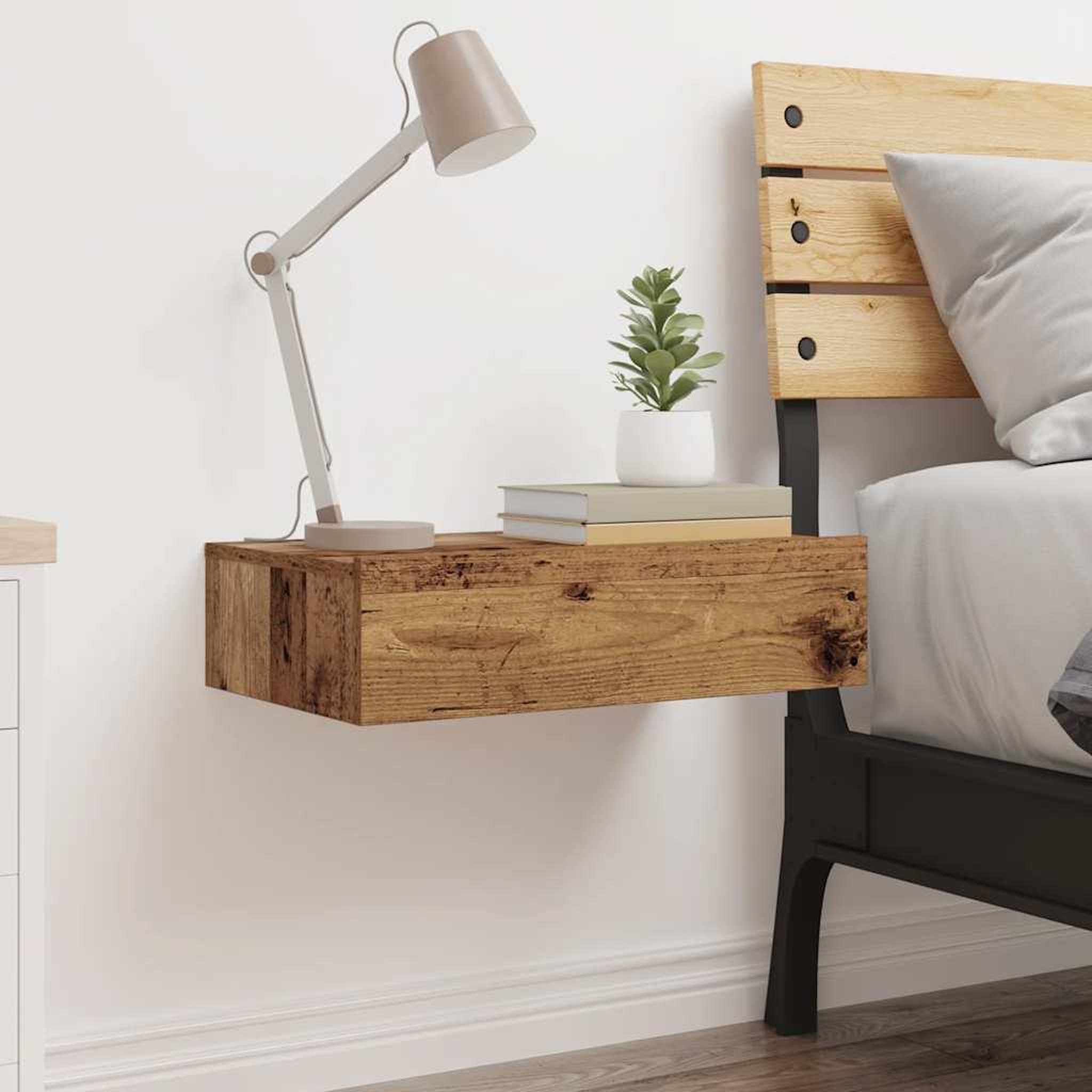 Voir la diapositive 4 : VIDAXL Table de chevet vieux bois 60x35 cm bois d'ingenierie
