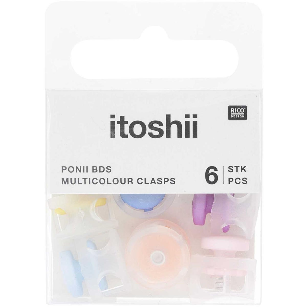 RICO DESIGN Itoshii pack de 6 claps de cordon couleur assortis
