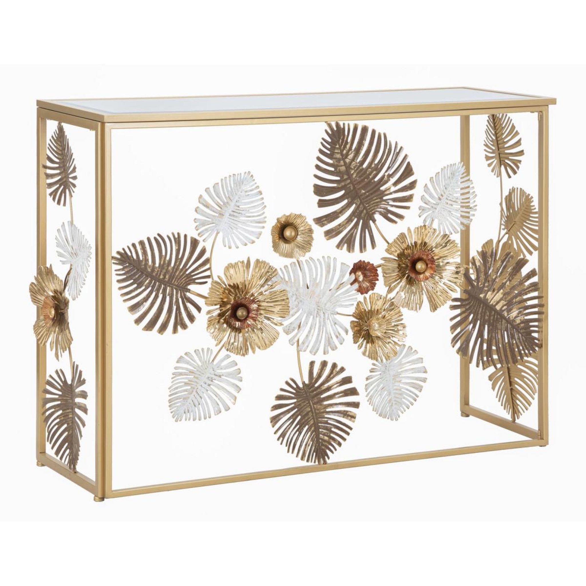 Paris Prix Console design en métal  floris  113 or & blanc