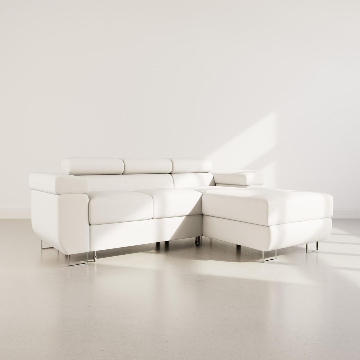 BEST MOBILIER Pablo - canapé d'angle droit - 6 places - convertible avec coffre et têtières réglables - en velours