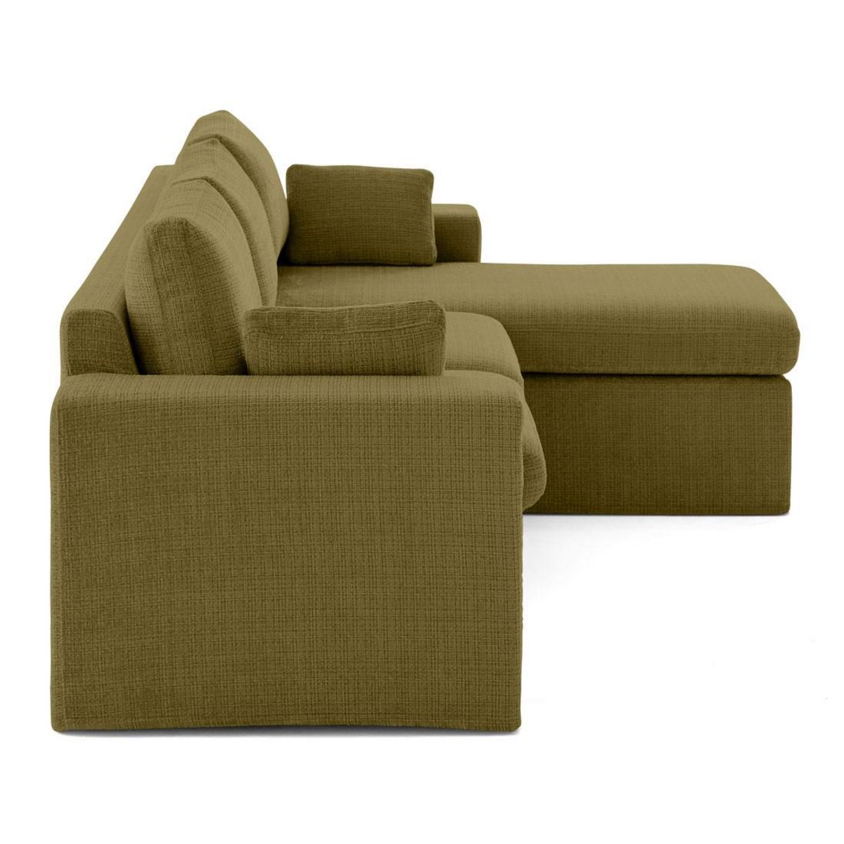 LISA DESIGN Calgary - canapé d'angle déhoussable et modulable 3 places + 1 pouf en velours texturé