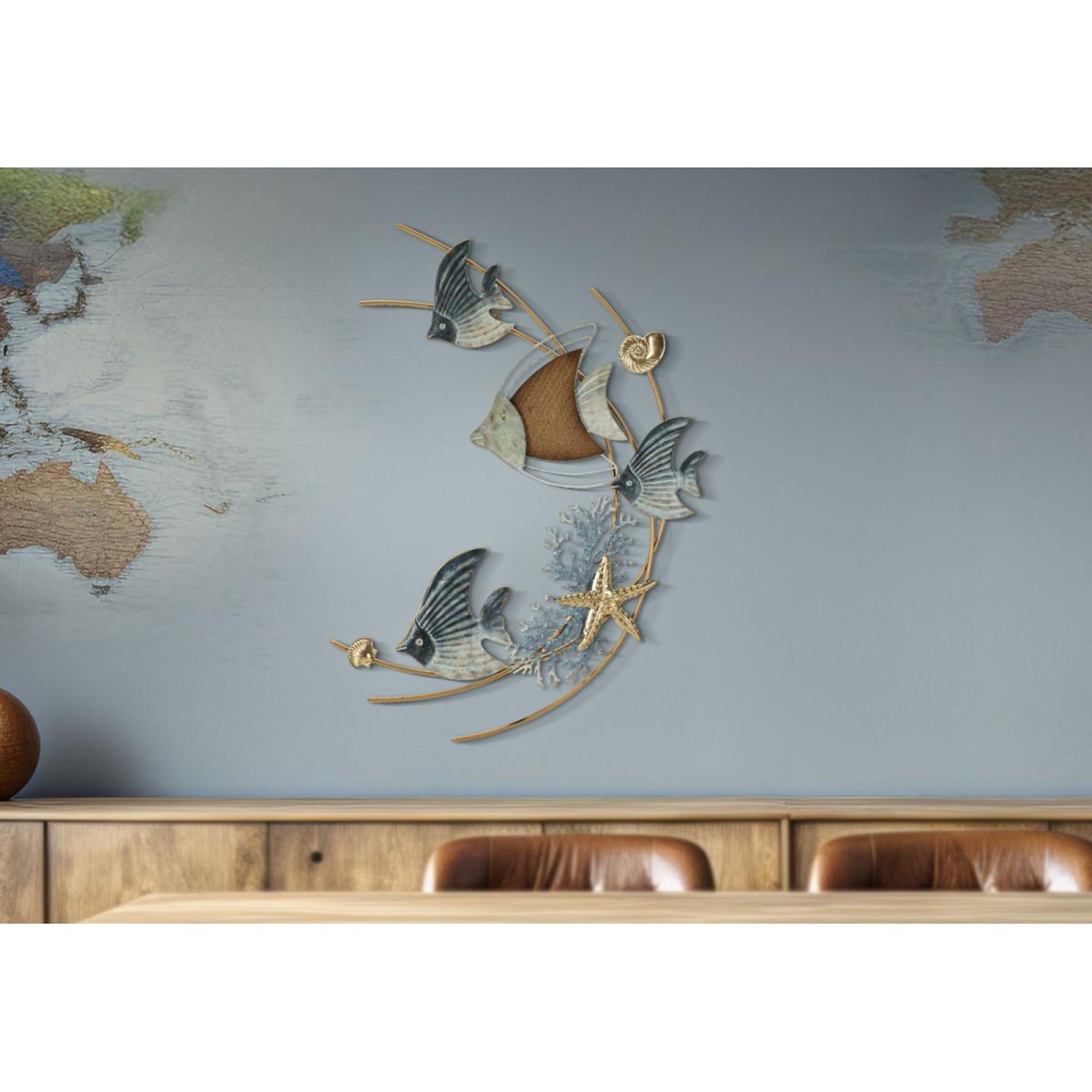 Voir la diapositive 5 : Paris Prix Décoration murale en métal  dory  86cm multicolore