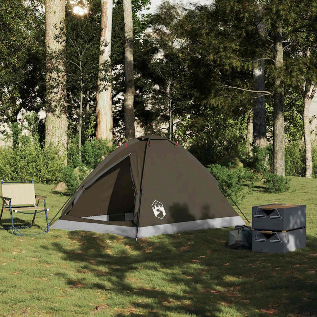 VIDAXL Tente de camping a dome 2 personne marron impermeable