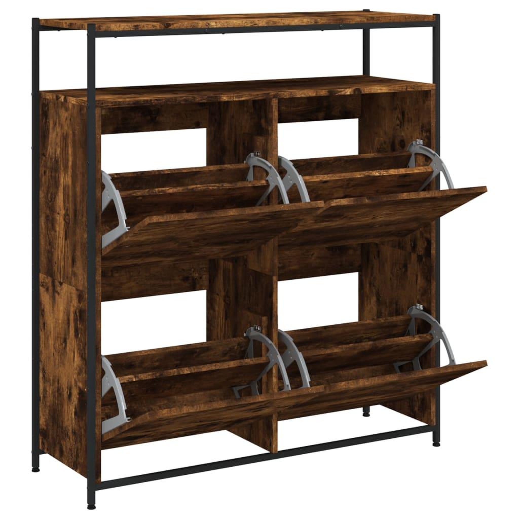 Voir la diapositive 5 : VIDAXL Armoire a chaussures 4 tiroirs rabattables chene fume