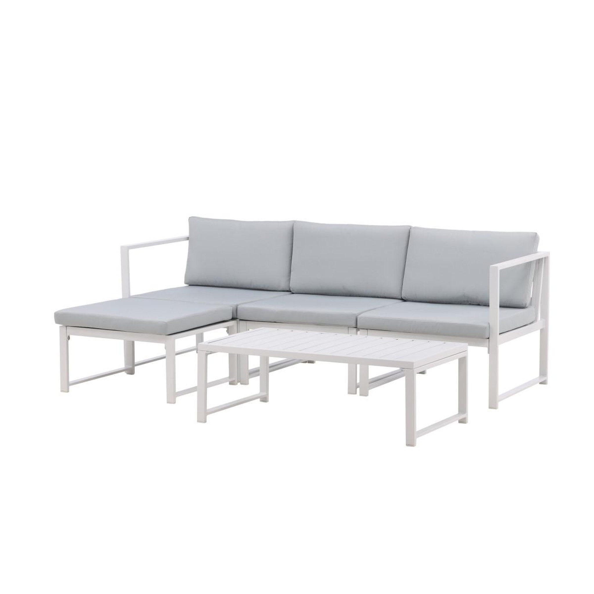 Voir la diapositive 4 : Paris Prix Salon de jardin modulable  salvador  200cm blanc & gris