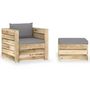 Voir la diapositive 1 : VIDAXL Salon de jardin 2 pcs avec coussins Bois impregne de vert