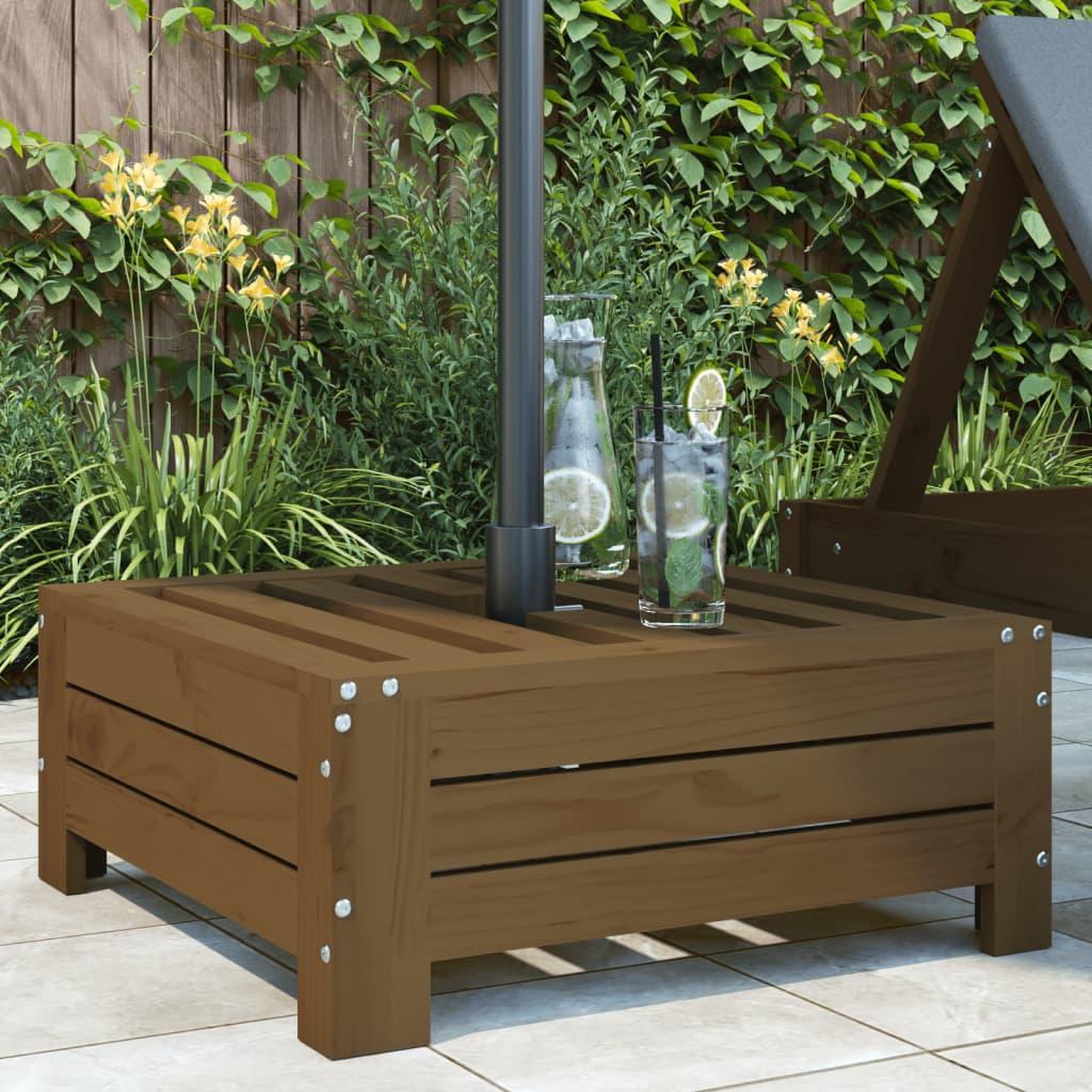 VIDAXL Couvercle de base de parasol marron miel bois massif de pin